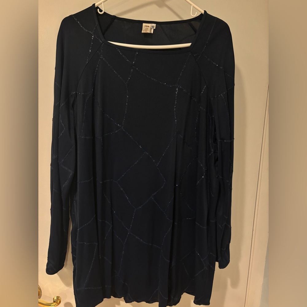 Navy Blue Sequin Top Plus Size